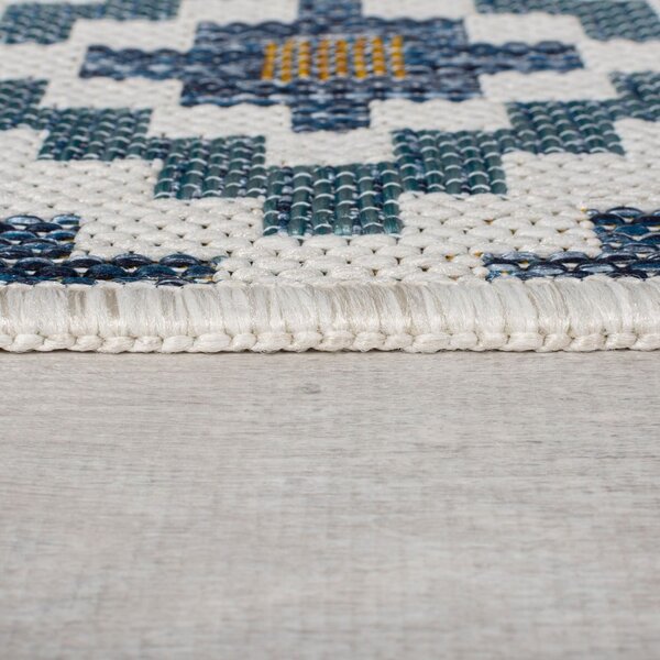 Жълто-син кръгъл килим за открито и закрито ø 160 cm Zia Trellis – Flair Rugs