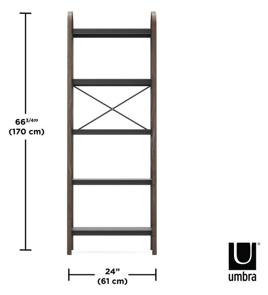 Черен естествен рафт от орех 61x170 cm Bellwood - Umbra