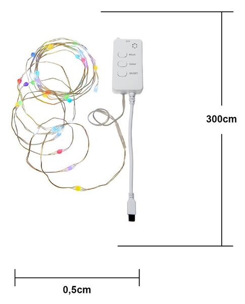Светлинна верига с USB с 30 бр. крушки, дължина 300 cm Smart Strip – Star Trading