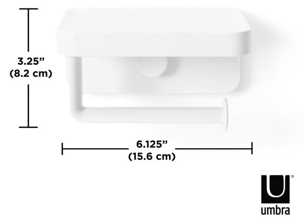 Бяла самозадържаща се поставка за тоалетна хартия, изработена от рециклирана пластмаса Flex Adhesive - Umbra