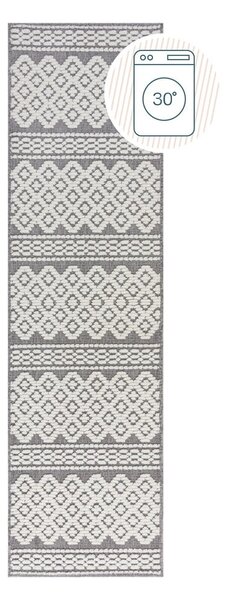 Сива пътека от шенил подходяща за пране 60x240 cm Jhansi – Flair Rugs