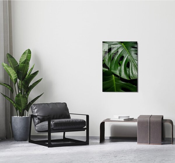 Картина върху стъкло 50x70 cm Monstera - Wallity