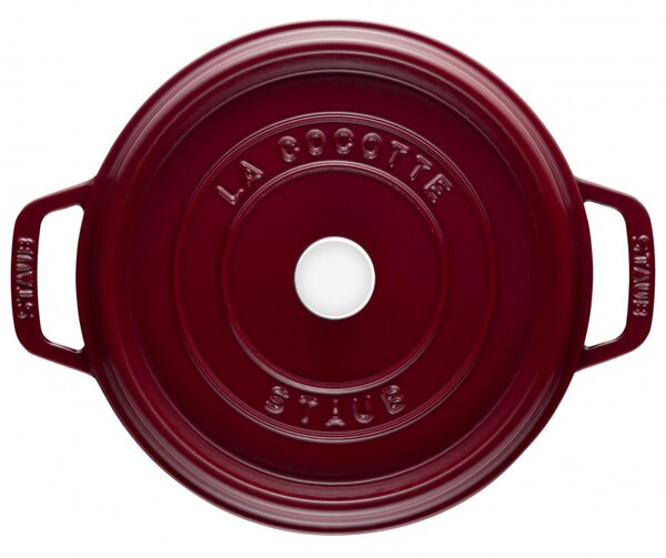 Чугунена тенджера Staub La Cocotte 40502-278-0, 6.7 л, 28 см, -20°C До 260°C, Емайл, Капак с капкова структура, Индукция, Бордо