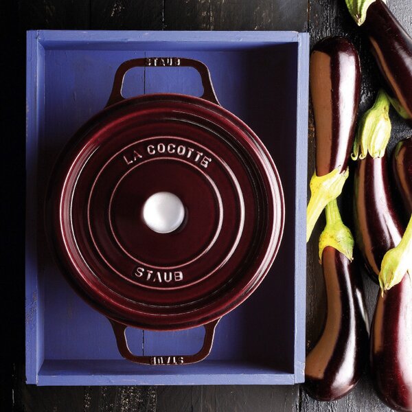 Чугунена тенджера Staub La Cocotte 40502-278-0, 6.7 л, 28 см, -20°C До 260°C, Емайл, Капак с капкова структура, Индукция, Бордо