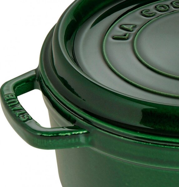 Чугунена тенджера Staub La Cocotte 40509-361-0, 6.7 л, 28 см, -20°C До 260°C, Емайл, Капак с капкова структура, Индукция, Зелен