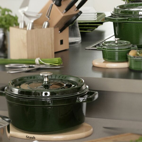 Чугунена тенджера Staub La Cocotte 40509-361-0, 6.7 л, 28 см, -20°C До 260°C, Емайл, Капак с капкова структура, Индукция, Зелен