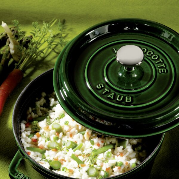 Чугунена тенджера Staub La Cocotte 40509-361-0, 6.7 л, 28 см, -20°C До 260°C, Емайл, Капак с капкова структура, Индукция, Зелен
