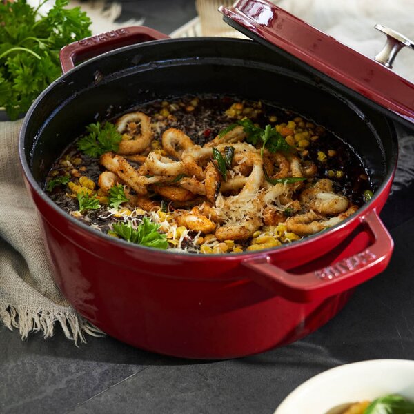 Чугунена тенджера Staub La Cocotte 40502-278-0, 6.7 л, 28 см, -20°C До 260°C, Емайл, Капак с капкова структура, Индукция, Бордо