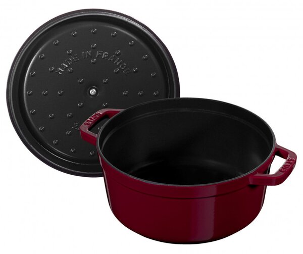 Чугунена тенджера Staub La Cocotte 40502-278-0, 6.7 л, 28 см, -20°C До 260°C, Емайл, Капак с капкова структура, Индукция, Бордо