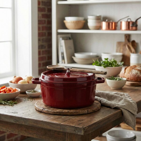 Чугунена тенджера Staub La Cocotte 40502-278-0, 6.7 л, 28 см, -20°C До 260°C, Емайл, Капак с капкова структура, Индукция, Бордо