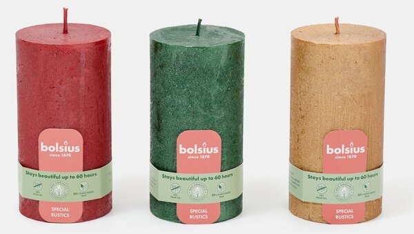 Sinsay - Свещи с добавен растителен восък Bolsius 3 pack - многоцветен