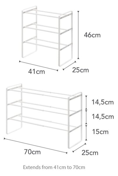 Бял регулируем рафт за обувки с 3 нива Maebashi - YAMAZAKI
