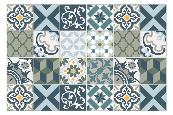 Комплект от 24 стикера за стена Azulejos Rony, 10 x 10 cm - Ambiance