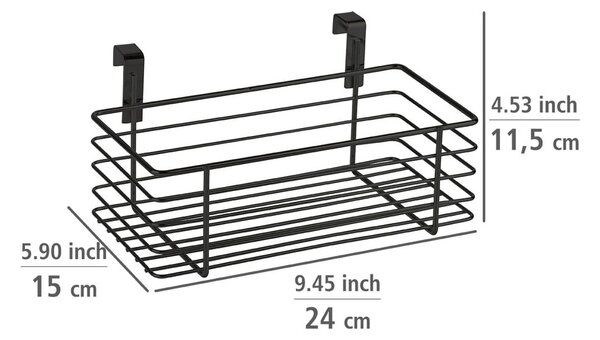 Черна висяща метална кошница за кухненска врата Slim, 24 x 15 cm - Wenko