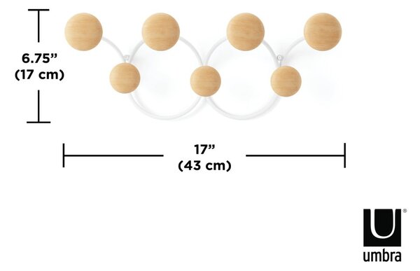 Бяла закачалка за стена от борова дървесина Dotsy - Umbra