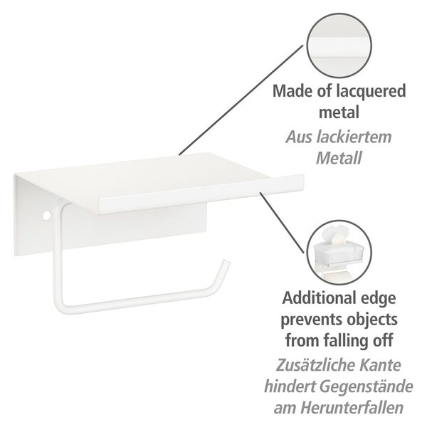 Бяла самоносеща метална поставка за тоалетна хартия с рафт Desulo - Wenko