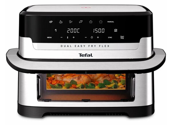 Фритюрник с горещ въздух Tefal Dual Easy Fry Flex EY922DE0, 9 л. вместимост, Extra Crisp технология, 7 програми, 2700W