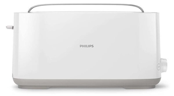Тостер Philips Long Slot Toaster White (HD2590/00), 8 степени, 2 отделения, автоматично изключване, функция за размразяване, 1030 W, бял