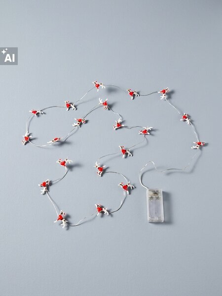 Sinsay - Коледни LED лампички с кучета в костюми на Дядо Коледа - червeн