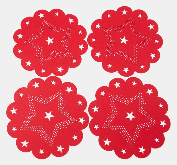 Sinsay - Подложки за маса с коледен мотив 4 pack - червeн