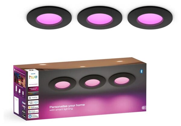 Philips - Комплект от 3 димируеми вградени LED осветителни тела RGBW за баня Hue SLIM LED/8,3W/230V IP44