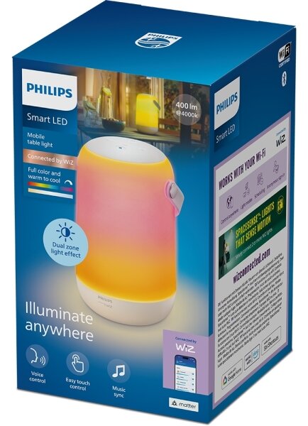 Philips - LED RGBW димируема преносима настолна умна LED лампа/13,5W/3,6V Wi-Fi 1800 mAh