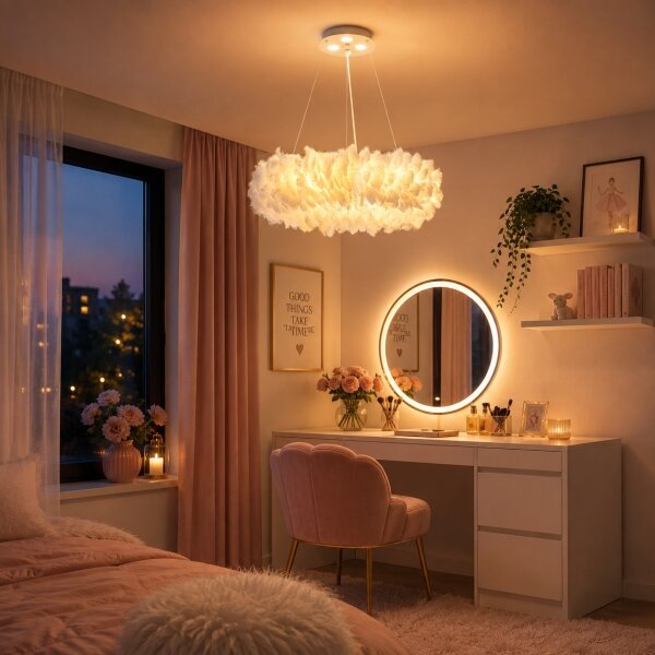 BRILAGI - LED полилей на кабел FEATHER 3xE27/40W/230V + 3xLED/3W Ø 40 см бял