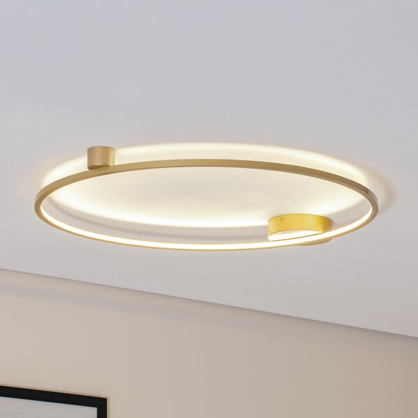 Milagro Lighting LED таванска лампа Saturno, златна, Ø 80 cm, метал, 4000 K, Злато / месинг, Дневна/трапезария, Алуминий, Модерен