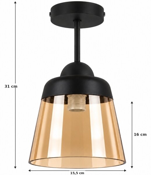 BRILAGI-LED Прикрепен полилей R GLASS 1xE27/60W/230V Ø 15,5 cm черен/опушено бежово
