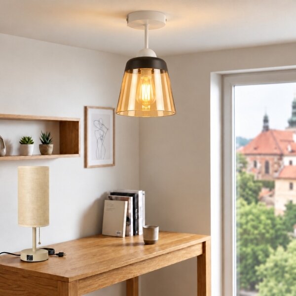 BRILAGI-LED Повърхностно монтиран полилей R GLASS 1xE27/60W/230V Ø 15,5 см бял/опушен бежов