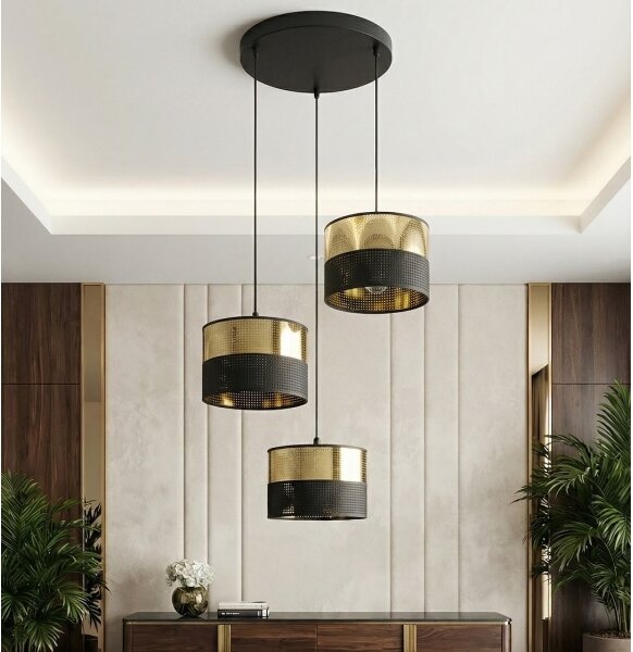 Елегантен полилей на кабел LUX 3xE27/15W/230V черен/златист