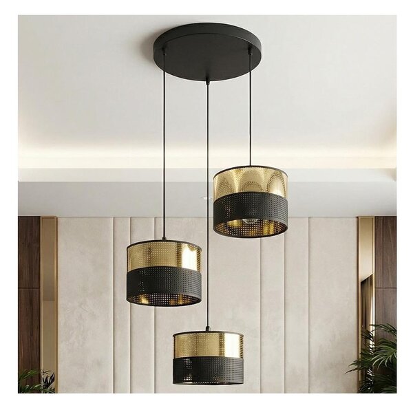Елегантен полилей на кабел LUX 3xE27/15W/230V черен/златист