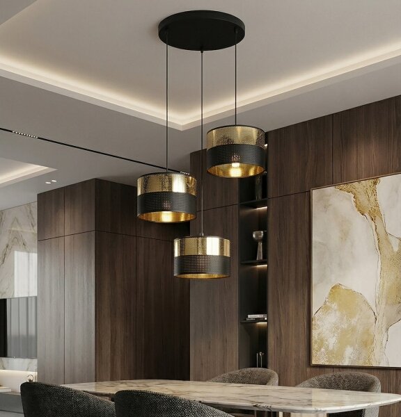 Елегантен полилей на кабел LUX 3xE27/15W/230V черен/златист