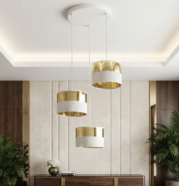 Полилей на кабел LUX 3xE27/15W/230V бял/златист