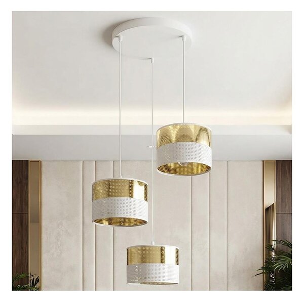 Полилей на кабел LUX 3xE27/15W/230V бял/златист