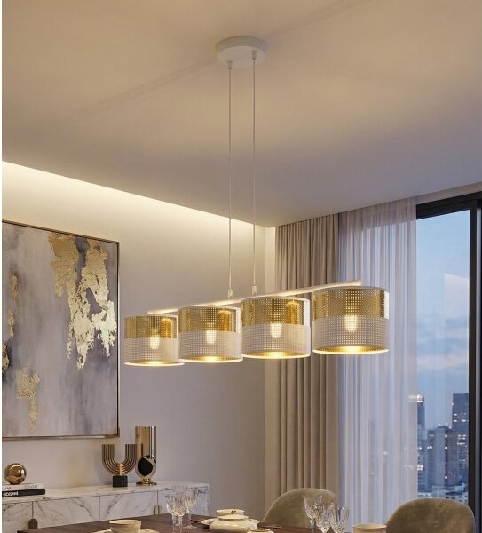 Полилей на кабел LUX 4xE27/15W/230V бял/златист