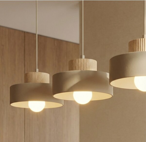 Висящ полилей на кабел KIVI 3xE27/15W/230V, бежов