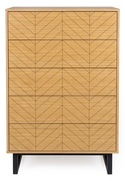 Комод с чекмеджета от дъб Camden Herringbone, 80 x 123 cm Mora - Woodman