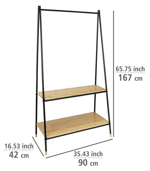Черен/естествен метален стелаж за дрехи Loft - Wenko