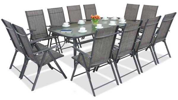 Метални мебели за градина Modena/Rosario за 12 души, с голяма маса 200 cm Garden Point, антрацит