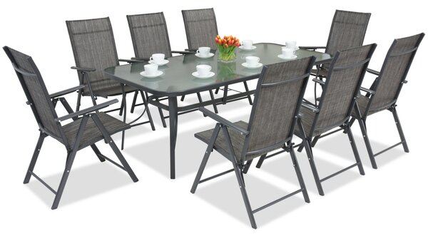 Метални мебели за градина Modena/Rosario за 8 души, с голяма маса 200 cm Garden Point, антрацит