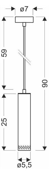 Черна висяща лампа с дървен абажур ø 7 cm Tubo - Candellux Lighting