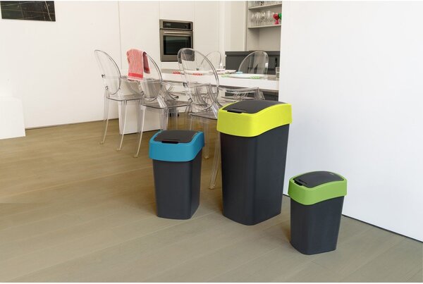 Зелено/черно пластмасово кошче за боклук за рециклиране 45 l Flip Bin – Curver