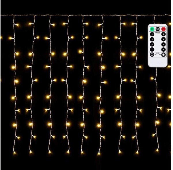 Aigostar - външна LED коледна гирлянда 150xLED/6W/230V/8 функции 1,5x1m IP44 топло бяло+ДУ