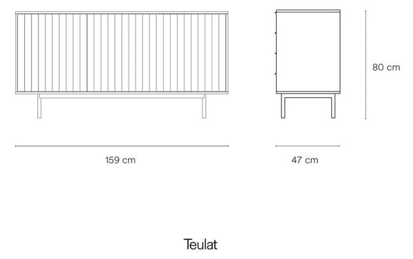 Сив нисък скрин 159x80 cm Sierra – Teulat