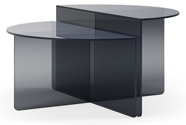 Сиви стъклени кръгли масички за кафе в комплект 2 бр. ø 80 cm Velta – MOME