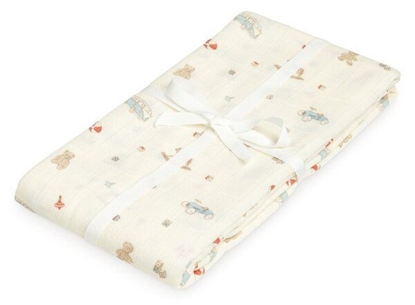 Светложълто бебешко одеяло от органичен памук за завиване 120x120 cm Off-White – Cam Cam Copenhagen