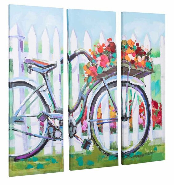 Картина Alexandra House Living Bike Дебел мъхест вълнен плат Cмърч 90 x 3 x 30 cm