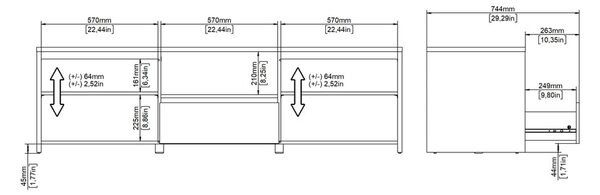 Маса за телевизор от дъбов декор в бял и естествен цвят 179x52x48 cm Next – Tvilum