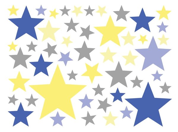 Комплект от 50 стикера за стена Stars Blue and Yellow - Ambiance